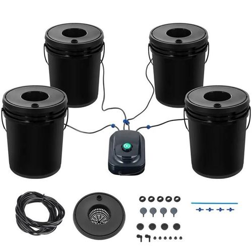 DWC Système de Culture Hydroponique-Duoku-Configuration Hydroponique Avancée-4 Seaux de 5 Gallons-Système DWC avec Pompe à air
