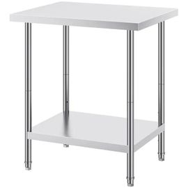 Table De Travail Cuisine Acier Inoxydable-Duoku-Table De Préparation-610 X 762 X 864 Mm-Avec 3 Niveaux De Hauteur Réglables