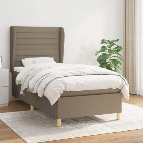 Vidaxl Lit À Sommier Tapissier Avec Matelas Taupe 80x200 Cm Tissu - Modèle 3128561