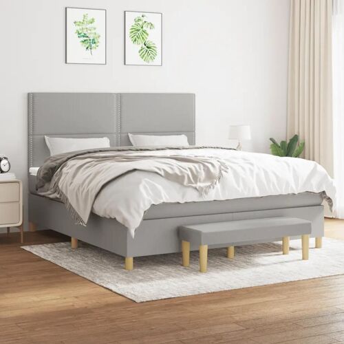 3137093 vidaXL Lit à sommier tapissier avec matelas Gris clair 180x200cm Tissu