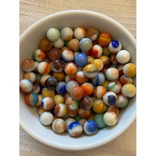 120 billes vintage en verre - aspect porcelaine 