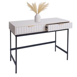Console Hwc-O41, Table Pour Téléphone, Table D'appoint, Tiroir Industriel En Mélamine 85x100x40cm   Aspect Bois Blanc