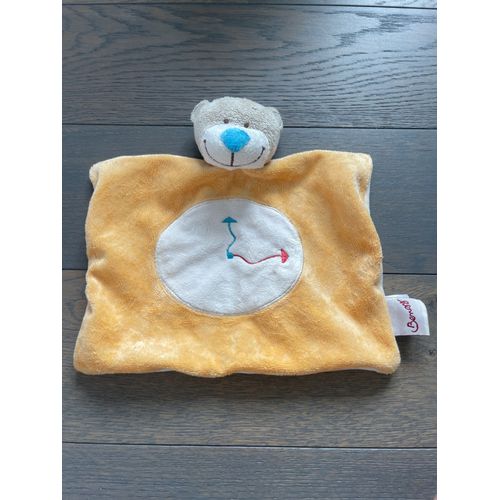 Doudou Peluche Ours Bengy Orange Horloge