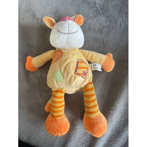 Doudou Peluche Chien Ours Kiabi Orange Raye