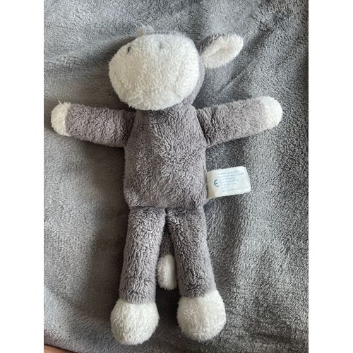 Doudou Peluche Ane Okaidi Gris Et Blanc