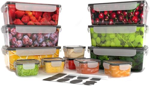 Ershi-¿12 Pièces Ensemble De Boîtes Alimentaire Frais(6 Récipient,6 Couvercle)-100% Étanche,Adaptés Au Micro-Ondes,Congélateur,Lav[3357]