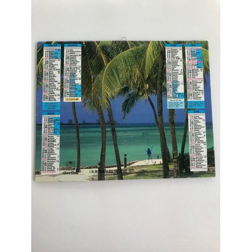 Calendrier Almanach Année 1991 Vintage Ptt Postes Naissance Mariage Îles Paradisiaques Sable Blanc Turquoise Palmiers