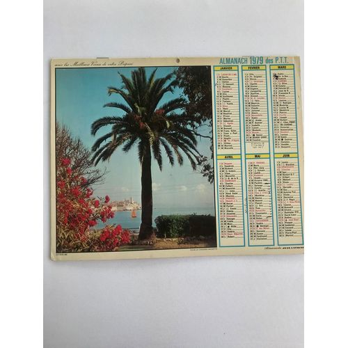 Calendrier Almanach Année 1979 Vintage Ptt Postes Naissance Mariage Rétro Palmiers Scène Montagne