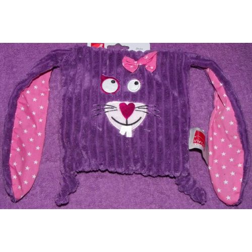 Doudou Lapin Influx La Qualité Cora Grosses Cotes Côtelé Hase Rabbit Bunny Lièvre  Violet Rose Plat Etoiles Peluche Bebe Naissance Enfant Jouet Eveil Peluche Lapine Ficelle