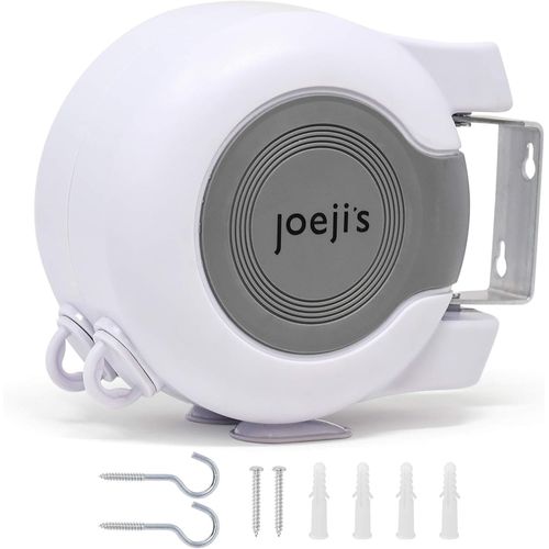 jum-Fil À Linge Rétractable 2X15Mètres Étendoir À Linge Solide Pour Extérieur Corde A Linge Avec Vis Crochets Et Instructions Etendoir À Linge Exterieur Interieur