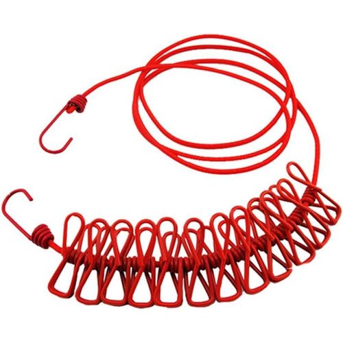 jum-Étendoir À Linge Portable Extensible Réglable Et Rétractable Avec 12 Pinces À Linge Pour Le Camping,Les Voyages,Le Séchage Des Vêtements En Extérieur Et En Intérieur Rouge