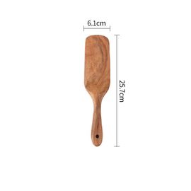 Spatule À Long Manche En Bois De Teck,Tourneur De Cuisine,Ustensiles De Cuisine Antiadhésifs,Spatule À Salade En Bois,Grattoir De Cuisson,Pelle À Riz,Ustensiles De Cuisine - Type Medium Shovel