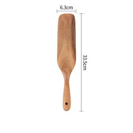 Spatule À Long Manche En Bois De Teck,Tourneur De Cuisine,Ustensiles De Cuisine Antiadhésifs,Spatule À Salade En Bois,Grattoir De Cuisson,Pelle À Riz,Ustensiles De Cuisine - Type Large Shovel