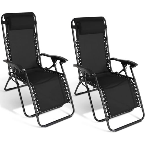Jum-Lot De 2 Fauteuils De Jardin Inclinables Relax Grand Confort Noir