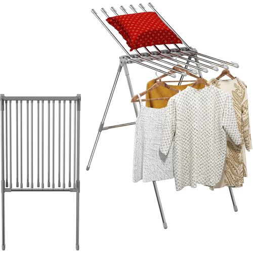 jum-Etendoir Linge Interieur,Sechoir A Linge Pliable,Étendoir À Linge Exterieur Inoxydable,Séchoir À Linge Ailé,Etandoire À Linge Stable Et Robuste,Grande Surface D'Étendage