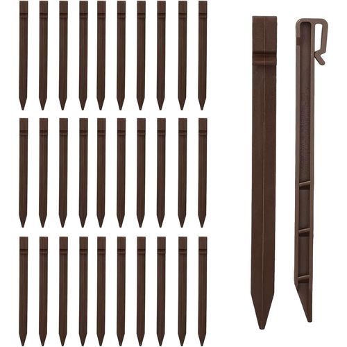 Jum-Lot De 30 Piquets D'ancrage En Plastique Robuste De 24,6cm Pour Bordure De Paysage,Piquets D'ancrage Pour Bordure,Terrasse,Planche,Tentes De Jardin(Marron,30)