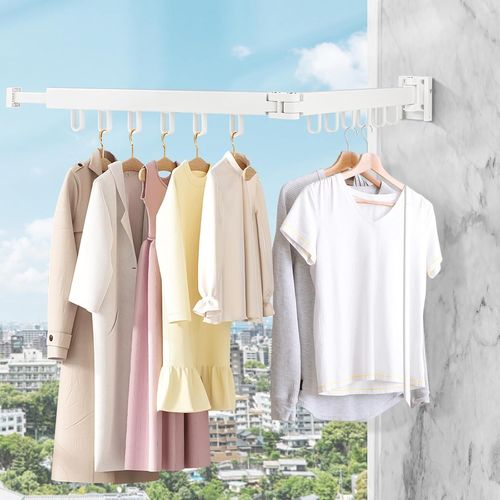 jum-Etendoir Linge ÉtendoirMural Séchoir À Linge Etendoir Linge Interieur Étendoir À Linge Rabattable 90Cm Avec 12 Crochets Pour Balcon,Salle De Bain,Hôtel,Blanc