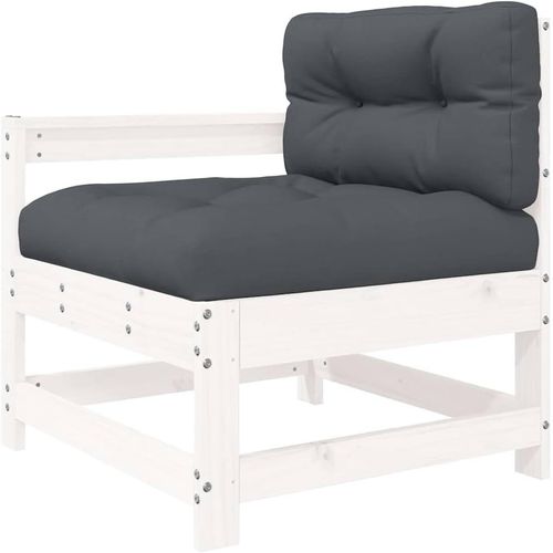 Jum-Chaise De Jardin Avec Coussins Blanc Bois De Pinmassif,Chaise Longue,Chaise D'extérieur,Siège D'extérieur,Siège De Jardin,Chaise De Patio