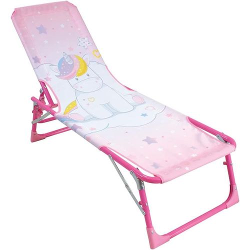 Jum-Licorne Chaise Longue Transat Pliable 112x40x40cm Pour Enfant,Rose