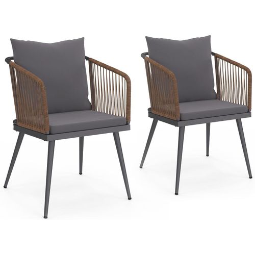 Jum-Lot De 2 Fauteuils De Jardin Arizona Enmétal Gris Et Cordage Rotin Foncé