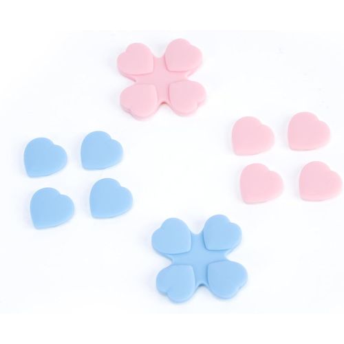ABXY Heart Shape Silicone Game Controller Stickers,Compatible with Switch/OLED Joy Con (Pink & Blue)