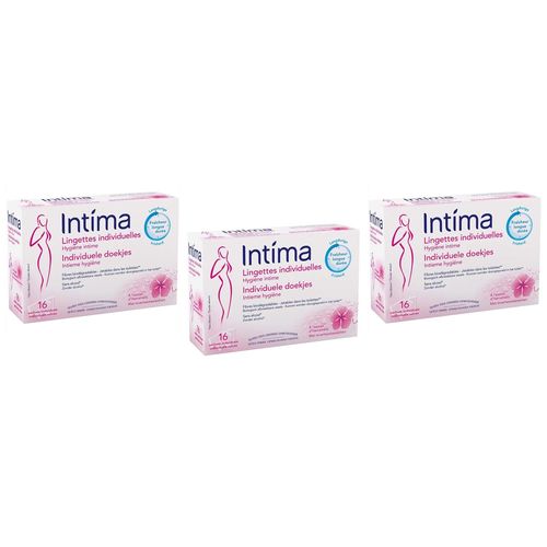 Intima Lot De 3 Boites De 16 Lingettes Hygiène Intime En Sachet Individuel 