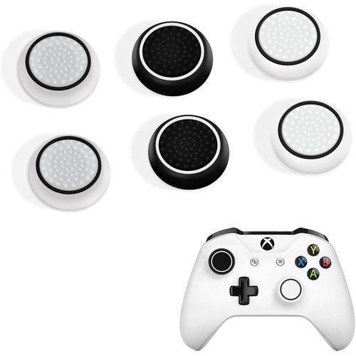Capuchons de poignée de Pouce pour PS4 PS5 Xbox Controller,6PCS Silicone Thumb Stick Grip Cover Dots Studded Design Joystick Controller Thumb Grip Cap,White