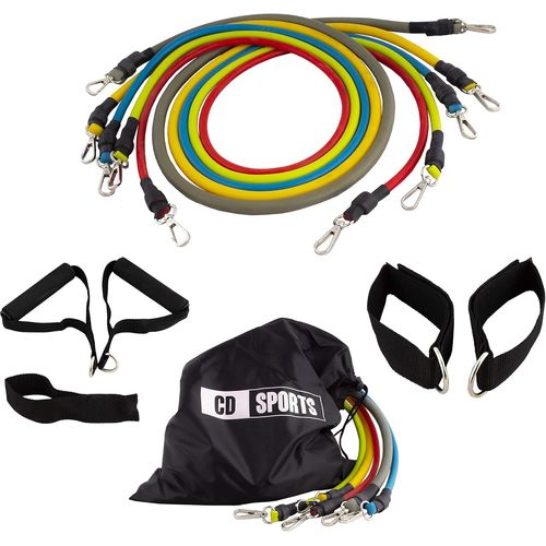 Sept-Bandes De Résistance Élastique Calmadragon, Ensemble De Musculation, 5 Tubes En Latex, Avec Sac Inclus, Avec Poignées, Sangles De Cheville Et Ancrage De Porte, Cordes De Fitness, Yoga