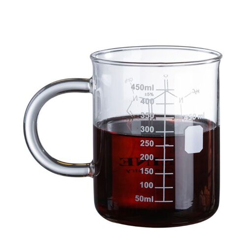 Gobelet À Caféine, Tasse À Gobelet Gradué Avec Poignée Verre Borosilicate Tasse À Mesurer Multifonction De Qualité Alimentaire