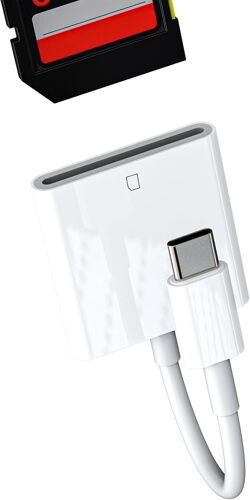 Lecteur de carte mémoire USB C SD - Adaptateur pour téléphone portable - Lecteur de cartes mémoire externe de type C - Pour Apple iPhone 15 - iPad Pro - Compatible avec appareil photo numérique