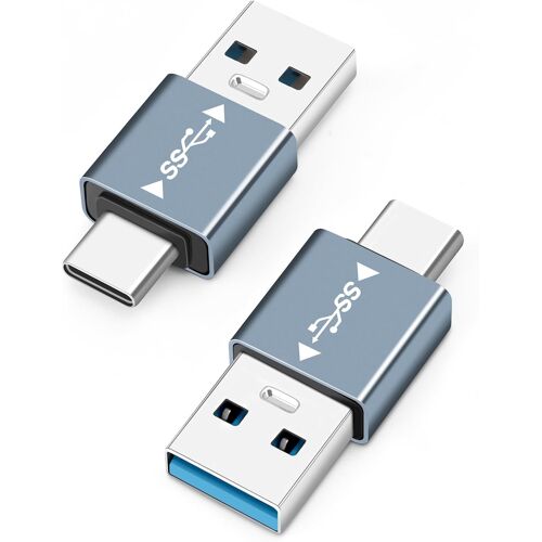KALANKA-Adaptateur USB 3.1 Mâle vers USB C Mâle (2 Packs), Cconnecteur USB A vers USB C, Transfert de Données 10G pour Smartphone, Tablette, Ordinateur Portable, Power Bank