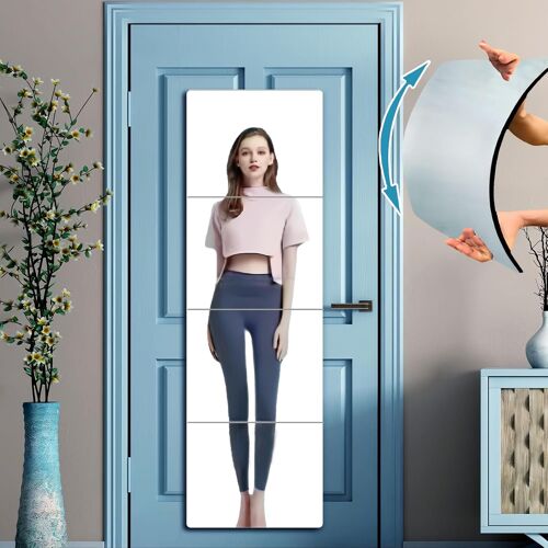 Set Of 4 Acrylic Wall Mirrors, Large Adhesive Wall Mirror, Unbreakable Long Mirror Sticker In 4 Parts, Mirror Stickers For Bathroom, Bedroom, Living Room (25cm X 25cm)