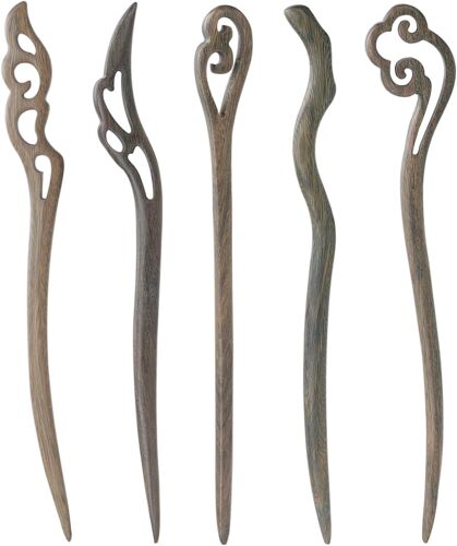 5 Pièces Baguettes À Cheveux En Bois, Vintage Cheveux Baguettes, Épingle À Cheveux Vintage Pour Femme, Épingles À Cheveux Chinois Baguettes, Pinces À Cheveux En Bois (Bois De Aantal Vert Bois) 