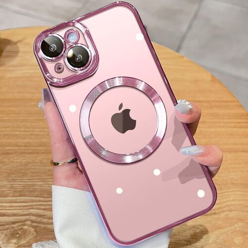 SJZG-Coque Iphone 13 Compatible Avec Magsafe (Avec Protection Intégrée Pour Appareil Photo) [Top N52 Aimants Puissants] Magnétique Coque Iphone 13 Femme (6,1"") - Rose