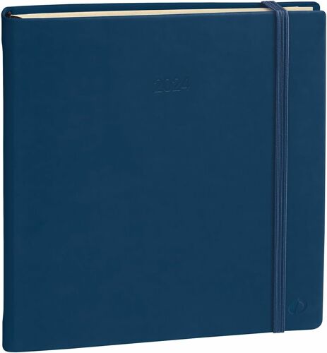 Collection: Silk Exécutif Prestige Avec Élastique - Agenda Civil - Semainier - Format: 16x16cm - Coloris: Bleu Marine - Année: 2025