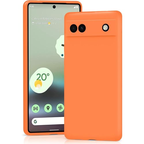 Coque Pour Google Pixel 6a, Housse En Silicone Doux Avec Découpes Précises Pour Caméra, Design Ultra Mince, Protection 360° À Bords Surélevés - Orange