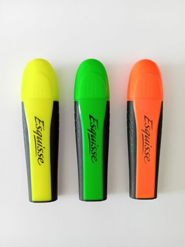 Lot De 3 Surligneurs Esquisse ( Vert, Jaune Et Orange )
