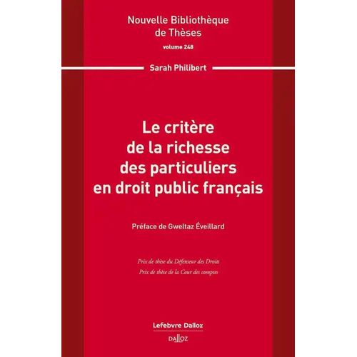 Le Critère De La Richesse Des Particuliers En Droit Public Français