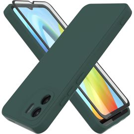 Coque Gel Silicone Ultra-Fine Pour Xiaomi Redmi A1/A2 4g + Verre Trempé Inclus - Doublure Microfibre, Vert Foncé