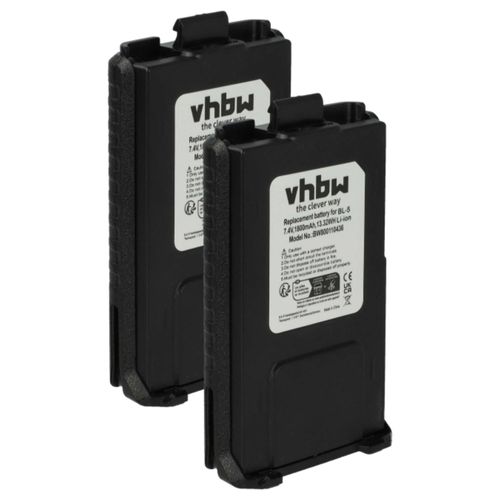 vhbw 2x Batterie compatible avec Baofeng UV-5R, BF-F8, UV-5RA, UV-5RE, BF-F9 radio talkie-walkie (1800mAh, 7,4V, Li-ion)