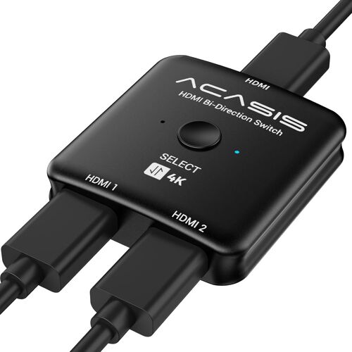 Switch HDMI 4K 60Hz,Splitter HDMI Multiprise Hdmi pour TV,Bidirectionnel Commutateur HDMI 2 Entrées 1 Sortie,Compatible avec Xbox PS5/4/3 Blu-Ray Player Fire Stick Roku