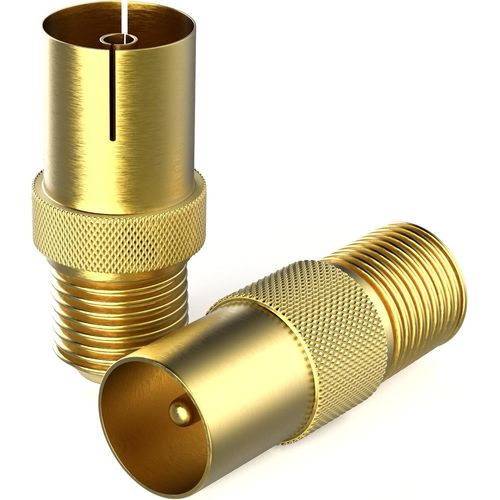 Adaptateur Sat - Connecteur F Au Câble D'Antenne Coaxiale Iec, Convertisseur De Câble Sat Vers Antenne, Set De 2 Adaptateurs Pour Connexions F Et Coaxiales, Type F Femelle - Tv Mâle/Femelle[Z74]