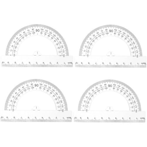 Rapporteur 180° Base 10 Cm-Rapporteur De Traçage Pour Mesure D¿Angle 180 Degrés En Résistant Et Durable Rapporteur D'angle 180 Degrés,Transparent,4 Pièces