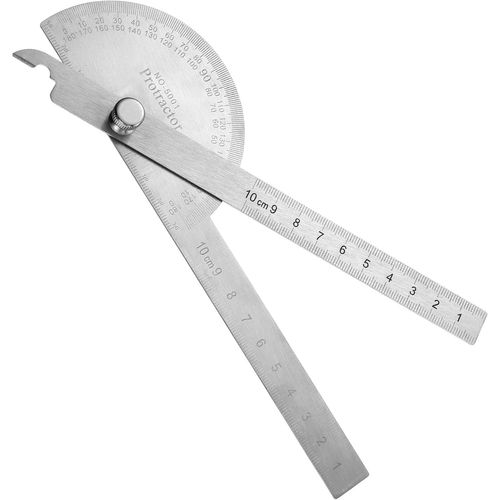 1 Rapporteur D'angle En Acier Inoxydable Réglable À Tête Ronde Échelle De Précision Travail Du Bois Outils De Mesure 180 Degrés Pour Ingénierie Menuiserie Cadeau