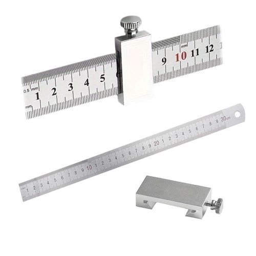 Règle en Laiton,Bloc Travail du Bois Ligne,Règle en Acier,RèGle dArrêt,Ruler Outil Laiton Acier Règle Bloc,Jauge de Marquage,Règles en acier inoxydable,Jauge de Marquage avec Butée,Butée de Règle.