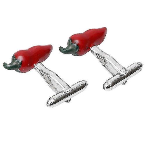 Lot De 4 Boutons De Manchette Créatifs En Forme De Poivron Rouge Pour Hommes Et Femmes, Boutons De Manchette En Métal, À La Mode, Pour Réunions D'affaires Et Fêtes