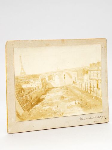 Photographie De Travaux À Paris Vers 1890 [ Immeuble Arasé Avec Vue De La Tour Eiffel Et De L'ancien Trocadéro ]