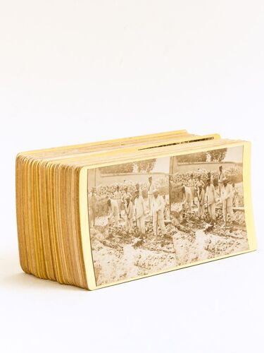 Lot De 57 Vues Stéréoscopiques Par Maindron Phot. À Saint-Cloud : Chantiers Avec Vues Générales, Travaux D'excavation, Sépultures Avec Dépouilles (S