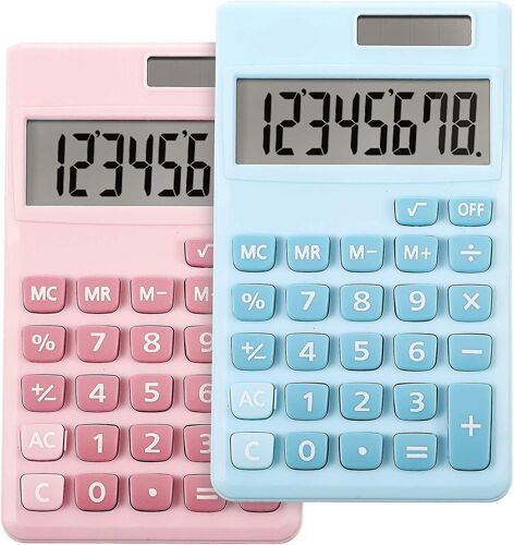 Lot de 2 Calculatrices de Bureau Standard - Mini Calculatrice Numérique avec Écran LCD 8 Chiffres