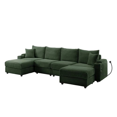Yhl Voyura 2231 Canapé En Velours Côtelé Moderne Confortable - Coil Spring Seat - Vert Foncé